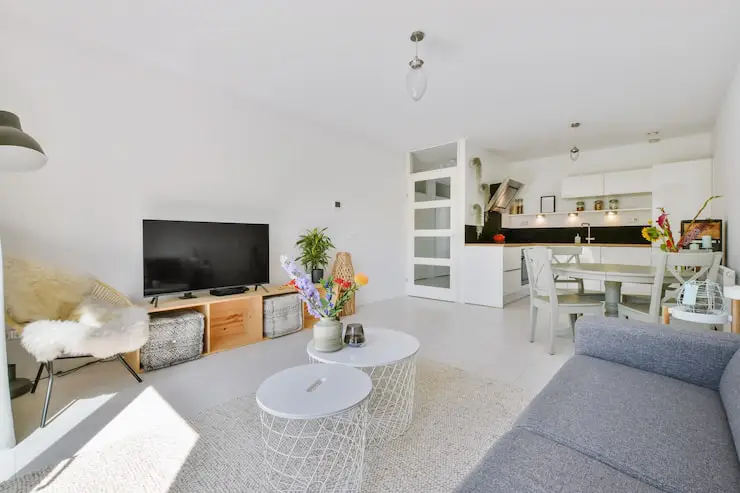 Modern furnished living room in a Tallahassee mid-term rental